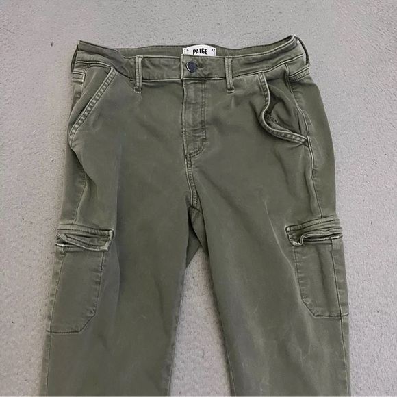 Paige Olive Green Straight Leg Cargo Pants - Size 28 - super Stretchy - Picture 7 of 9